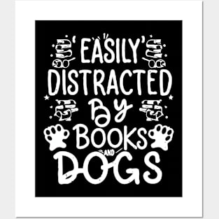 Easily Distracted By Books And Dogs. Funny Bookish Posters and Art